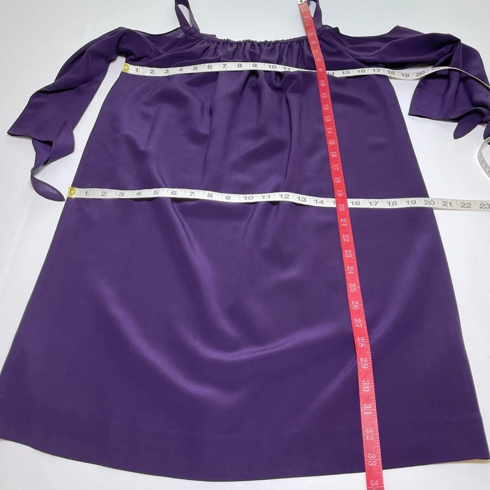 Madewell Silk Tie Sleeve Cold Shoulder Shift Dress Purple F9142 Size 6